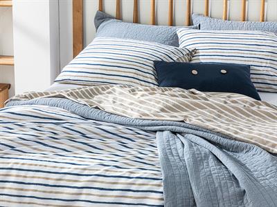 Wavy Lines СПАЛНО БЕЛЬО КОМПЛЕ Двоен човек Памучен 200x220 cm Бежово - Индиго