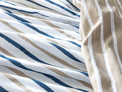 Wavy Lines Спално Бельо Компле King Size, Памучен, Бежово – Индиго, 240 X 220 Cm