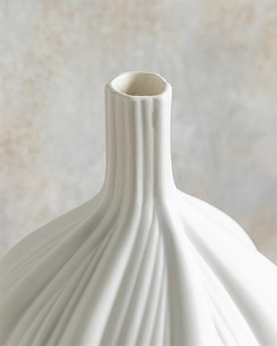 Wavy Ваза Stoneware, Бяло, 15 X 15 X 35 Cm