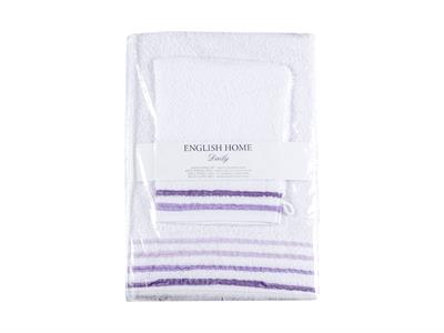 Wavy ХАВЛИЯ ЗА БАНЯ КОМПЛ В торба Памучен White-Lilac