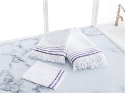 Wavy ХАВЛИЯ ЗА БАНЯ КОМПЛ В торба Памучен White-Lilac