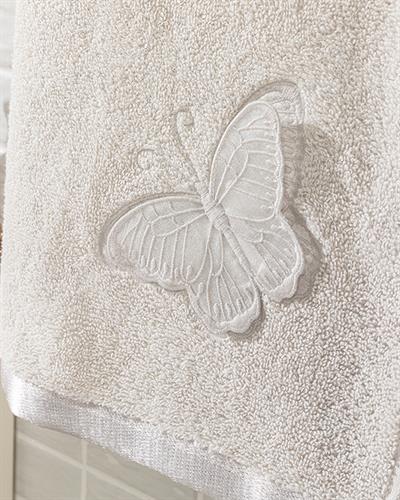White Butterfly Кърпа За Лице С бродерия С бродерия 50x80 см Бежов
