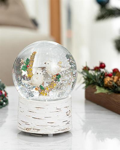 White Winter Birds Музикална Кутия Бяло, 10,5 X 10,5 X 14,3 Cm