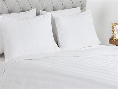 Wide Stripe СПАЛНО БЕЛЬО КОМПЛЕ Кing size Памучен сатен на райета 240x220 cm White