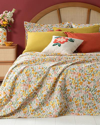 Wild Flowers Покривка Единичен Размер, Отпечатан, Розово, 150 X 220 Cm