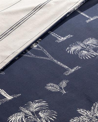 Wild Palms Комплект Спално Бель Единичен Размер, Памучен, Тъмно Синьо, 160 X 220 Cm