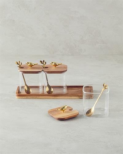 Wild Wood Съд За Подправки С дървена стойка с лъжица Боросиликат 30 см Кафяв