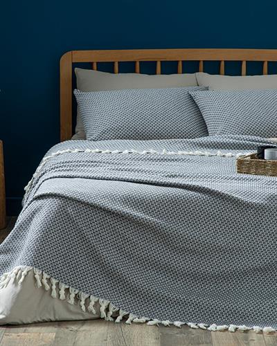 Willow Покривка За Легло К Двоен Размер, Тъкан, Сиво, 240 X 260 Cm