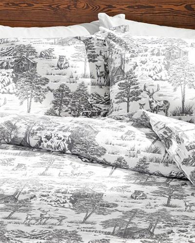 Winter Forest Спално Бельо Компле Единичен Размер, Фланела, Сиво, 160 X 220 Cm