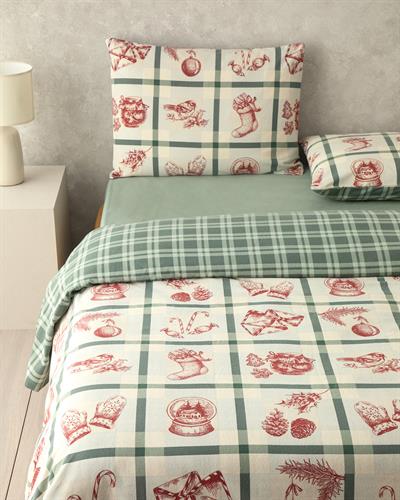 Winter Joy Flannel For One Person Duvet Cover Set 160x220 cm Green