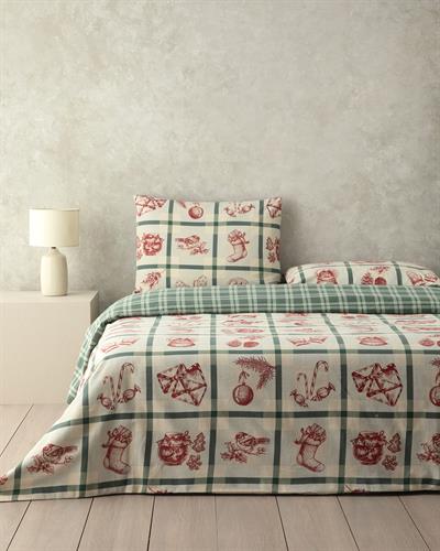 Winter Joy Спален Комплект Двоен Фланел 200x220 см Зелен