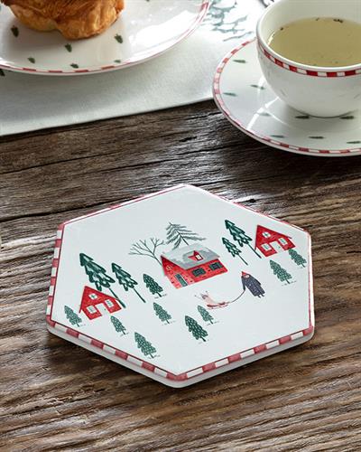 Winter Landscape Подложка За Топло Сервиране Керамика 16 см Червен