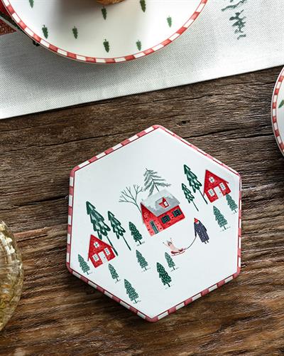 Winter Landscape Подложка За Топло Сервиране Керамика 16 см Червен