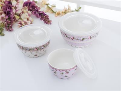 Winter Rose КУТИЯ ЗА СЪХРАНЕНИЕ 3 комплект Bone China 10x13x15 cm Pink