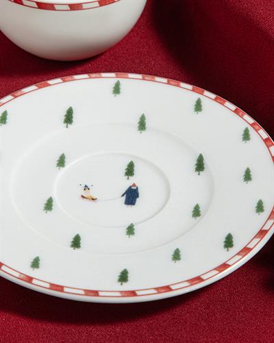 Winter Soul Комплект Чаени Чаши 4 Бр. За 2 Души, Bone Порцелан, Зелено-Червено, 200 Ml