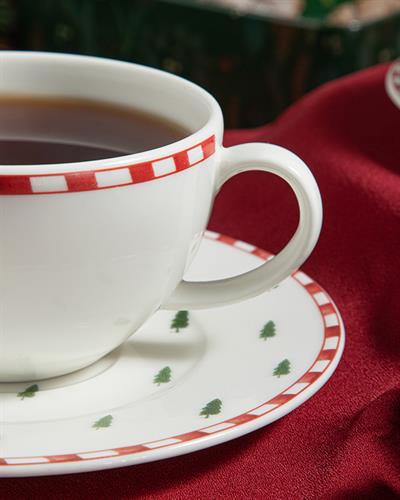 Winter Soul Комплект Чаени Чаши 4 Бр. За 2 Души, Bone Порцелан, Зелено-Червено, 200 Ml