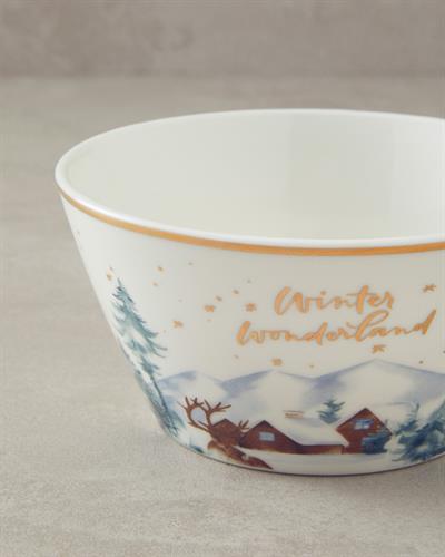 Winter Wonderland Купа Китайски костен порцелан 14 см. Златен