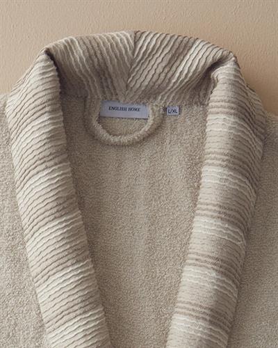 Wolin Cotton Polyester Bordered Bathrobe L-XL Stone Color