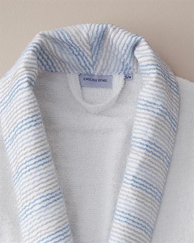 Wolin Cotton Polyester Bordered Bathrobe S-M White