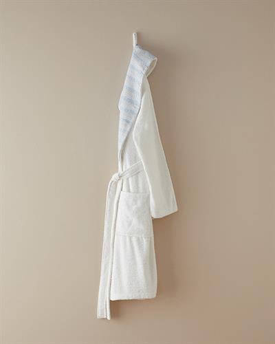 Wolin Cotton Polyester Bordered Bathrobe S-M White