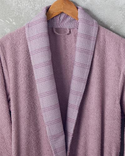 Wolin Комплект Халат За Баня С борд Памучен полиестер S-M и L-XL Розов - Антрацит