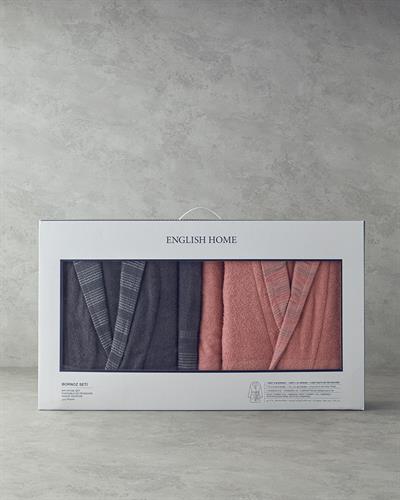 Wolin Комплект Халат За Баня С борд Памучен полиестер S-M и L-XL Лилав - Каменно сиво