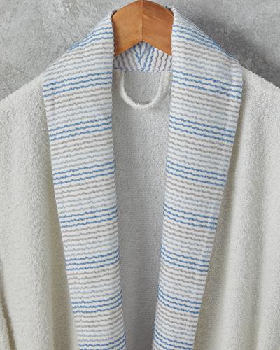 Wolin Комплект Халат За Баня С борд Памучен полиестер S-M и L-XL Бял - Син