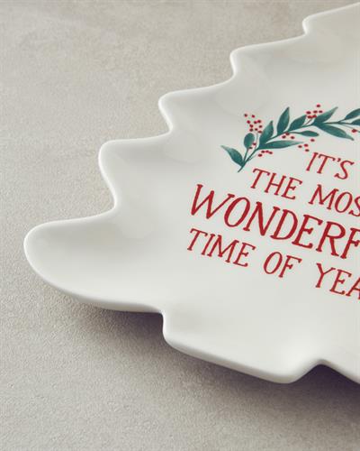 Wonderful Year Плато За Предястия С форма на борово дърво Керамика 20x17,5 см Бял