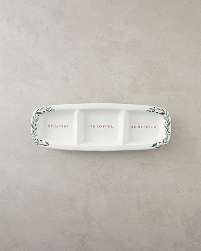 Wonderful Year Плато За Предястия С 3 отделения Керамика 31x11 см Бял