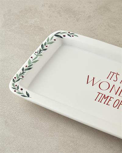 Wonderful Year Плато За Предястия Керамика 36x18 см Бял