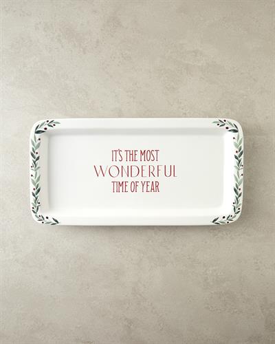 Wonderful Year Плато За Предястия Керамика 36x18 см Бял