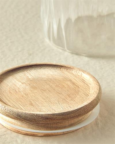 Wooden Borosilicate Ahşap Kapaklı Water Bottle 1500 ml Transparent