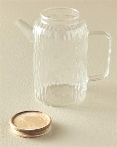 Wooden Borosilicate Ahşap Kapaklı Water Bottle 1500 ml Transparent