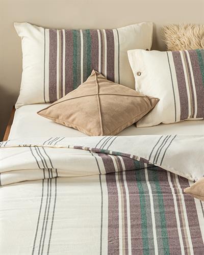 Wooden Спално Бельо Компле Единичен Размер, Боядисана Естествена Прежда, Бордо Червено, 160 X 220 Cm