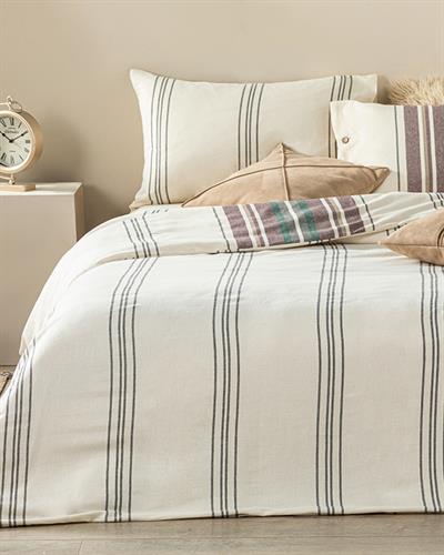 Wooden Спално Бельо Компле Единичен Размер, Боядисана Естествена Прежда, Бордо Червено, 160 X 220 Cm