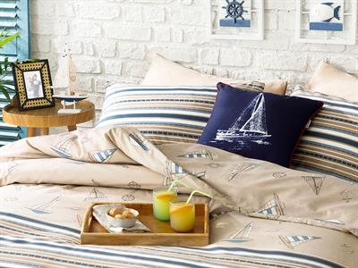 Yatch Marine СПАЛНО БЕЛЬО КОМПЛЕ Двоен Памучен 200x220 cm Beige