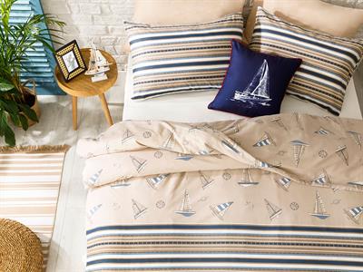 Yatch Marine СПАЛНО БЕЛЬО КОМПЛЕ Двоен Памучен 200x220 cm Beige