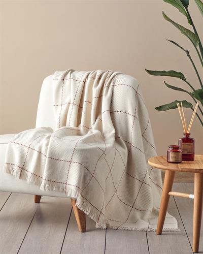 Yumi Шал За Диван 140x170 см Екрю - Червен