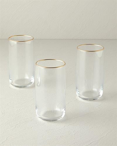 Zett Чаша За Безалкохолно 3 Бр., Стъкло, Златисто, 365 Ml