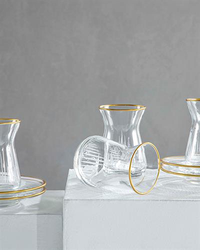 Zett Сервиз За Чай 4 бр. Стъкло 130 мл Златен