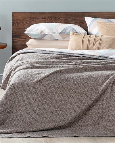 Zigzag Одеяло Единичен Памучен 150x200 см Антрацит - Бежов