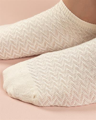 Zigzag Чорапи До Глезена Дамски, Памучен, Екру, 36-40