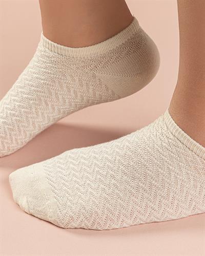 Zigzag Чорапи До Глезена Дамски, Памучен, Екру, 36-40