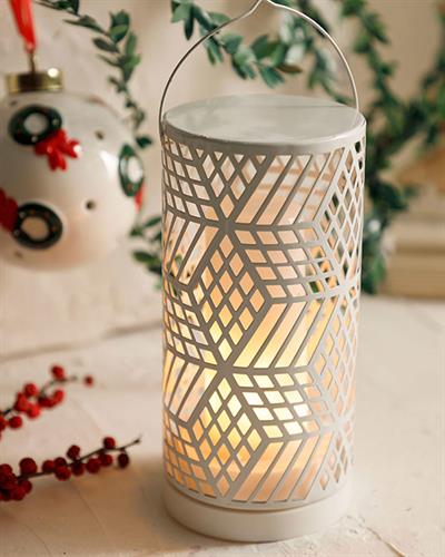 Zigzag Metal With Led Lantern 8X8X17 cm White