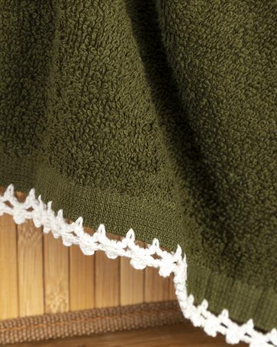 Zigzag Mono Кърпа За Ръце С крошет Памучен 30x40 см Зелен - Екрю