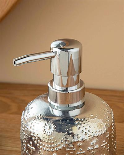 Zoe Glass Liquid Soap Dispense 8,5x14 cm Silver.