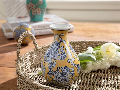 Zoe Ваза Порцелан, Жълто, 10 X 10 X 14,5 Cm