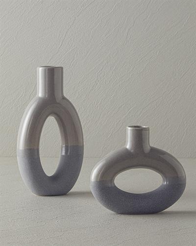Zoe Ваза Керамика 14x3,5x12,5 см Сив