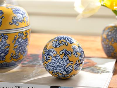 Zoe Декоративен Предмет Порцелан, Жълто, 8 X 8 X 8 Cm