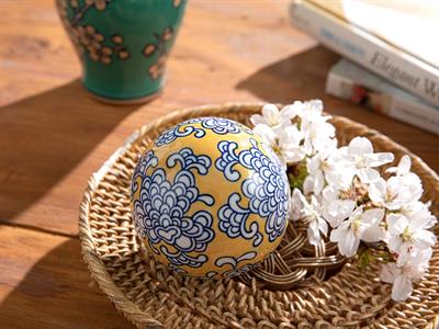 Zoe Декоративен Предмет Порцелан, Жълто, 8 X 8 X 8 Cm